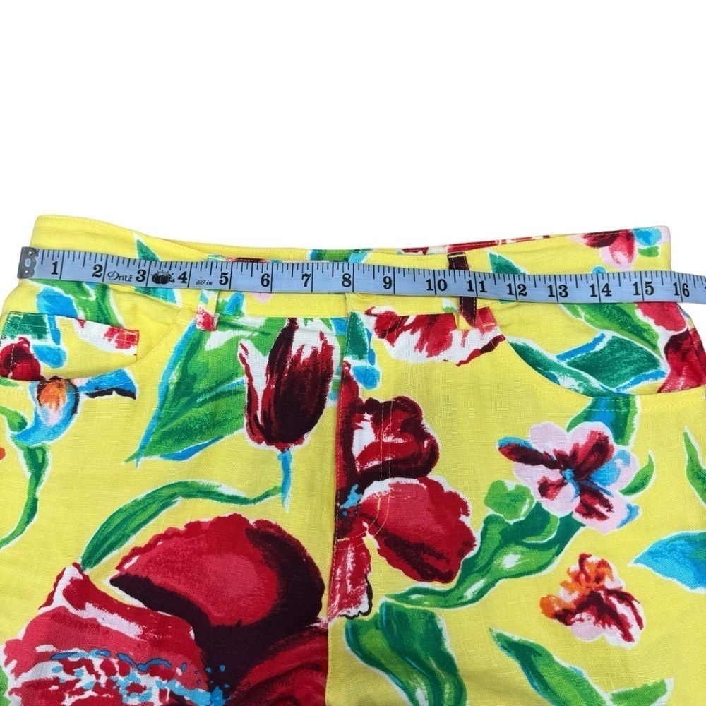 Lauren Ralph Lauren Linen Cropped Pants Women’s 8 Yellow Floral Tropical Hawaii - Picture 11 of 16